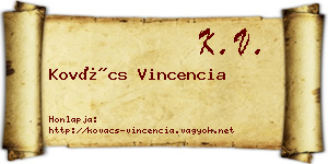 Kovács Vincencia névjegykártya