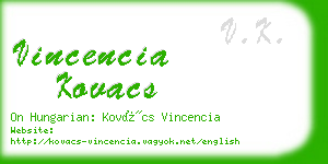 vincencia kovacs business card